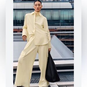 NWT Cos Wide Leg cargo utility trousers in butter yellow